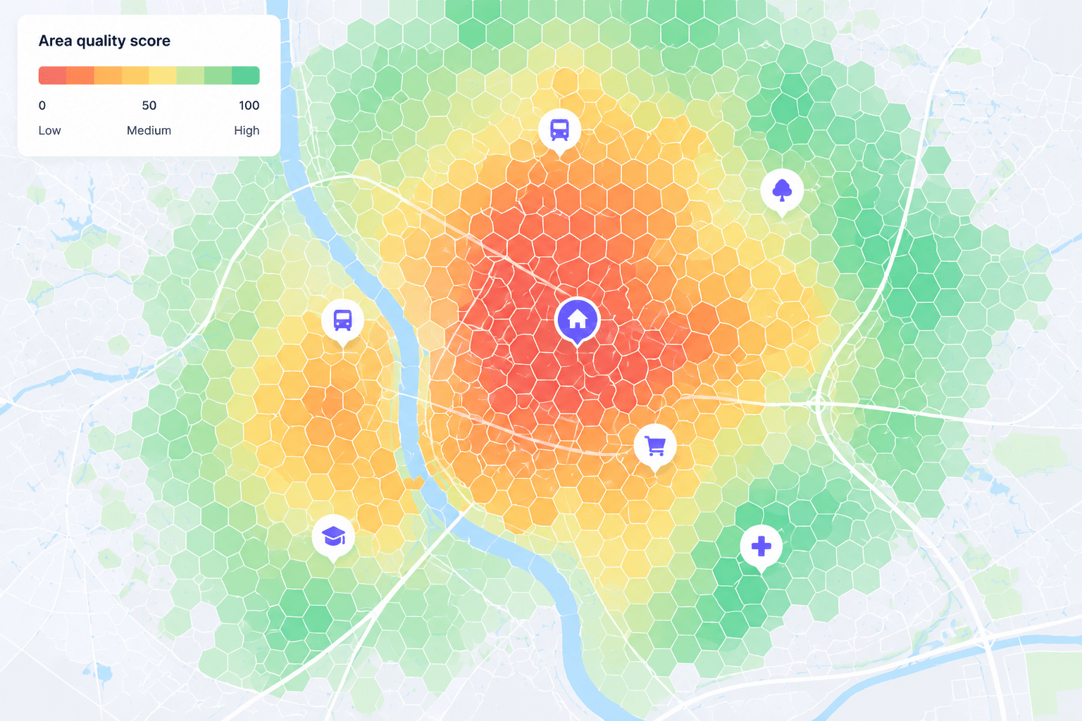 Mapa cieplna jakości dzielnic Holfox
